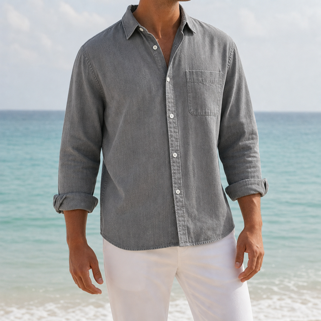 Bellagio Oxford Button-Up Shirt in Gray