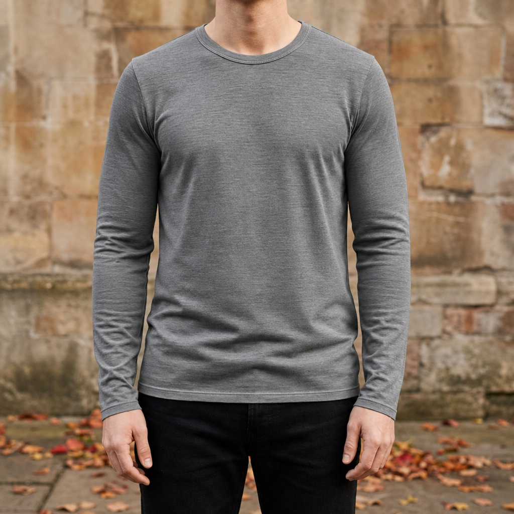 Volterra Long Sleeve Crew Tee in Gray