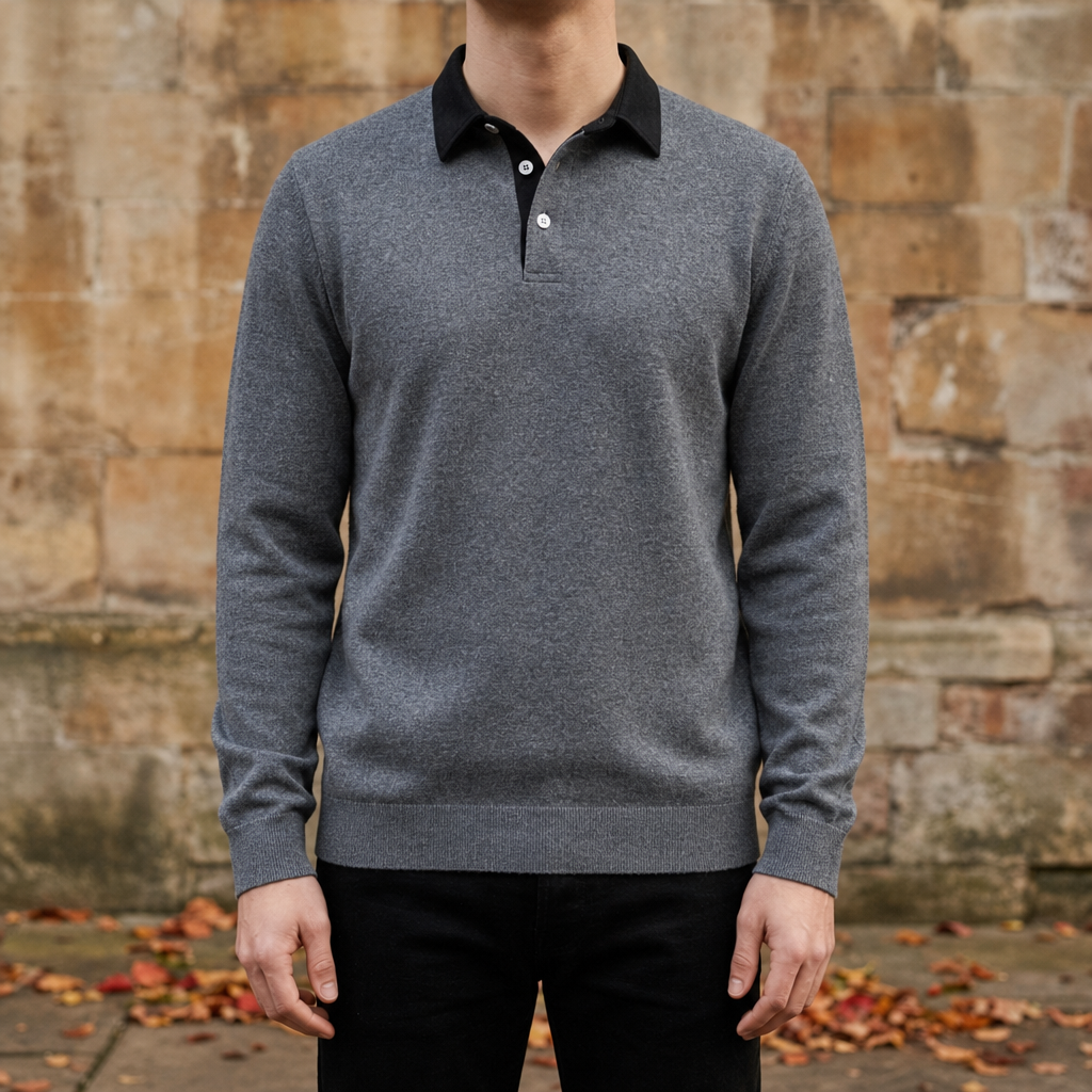 Skopelos Polo Collar Sweatshirt in Gray