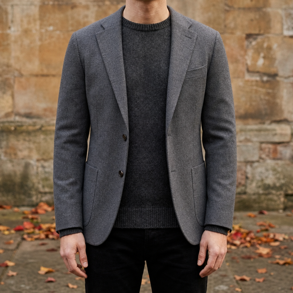 Rivello Slim Fit Knit Blazer in Gray
