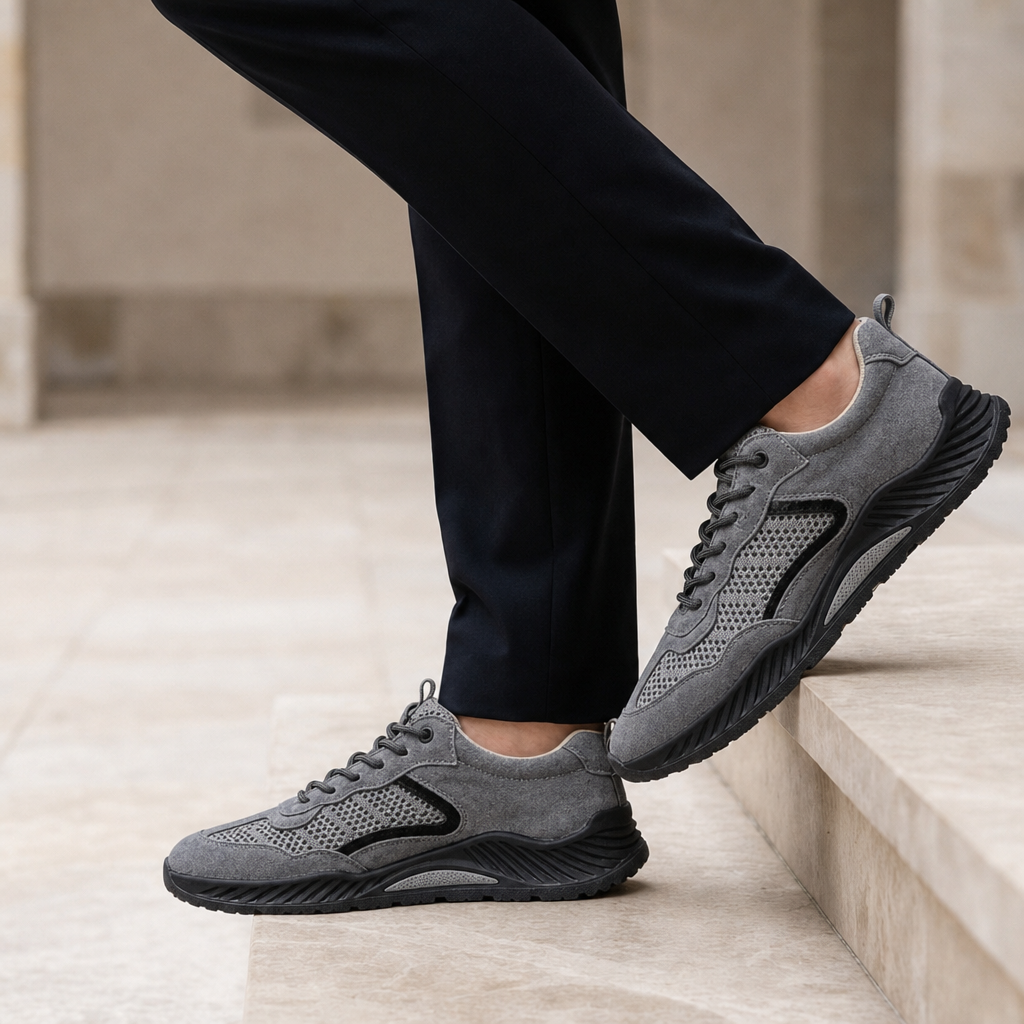 Bandol Suede Mesh Sneakers in Gray