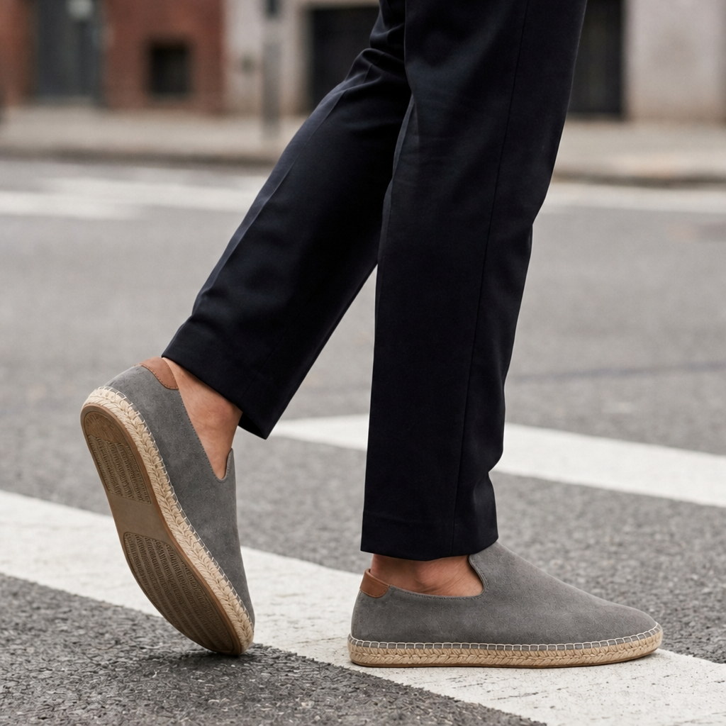 Mdina Suede Espadrille Slip-Ons in Gray
