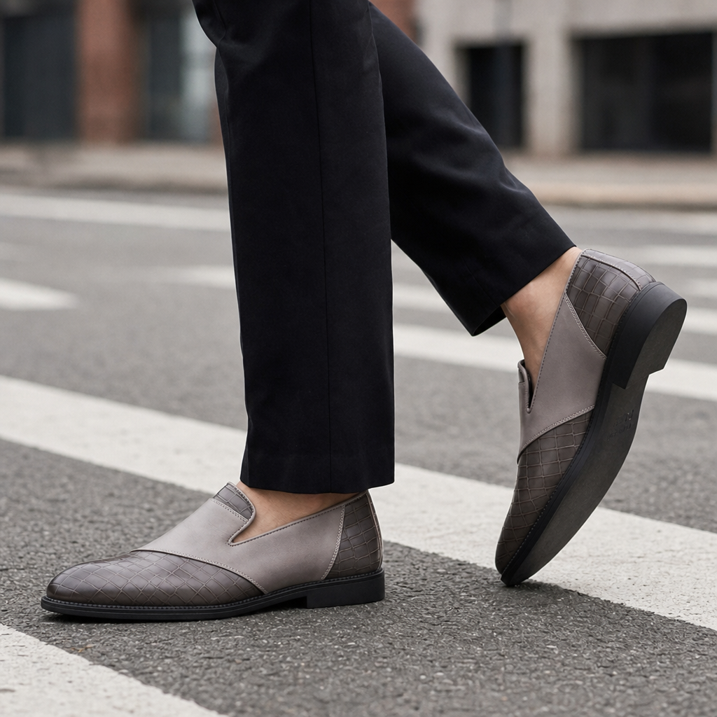 Patmos Two-Tone Leather Loafers in Gray