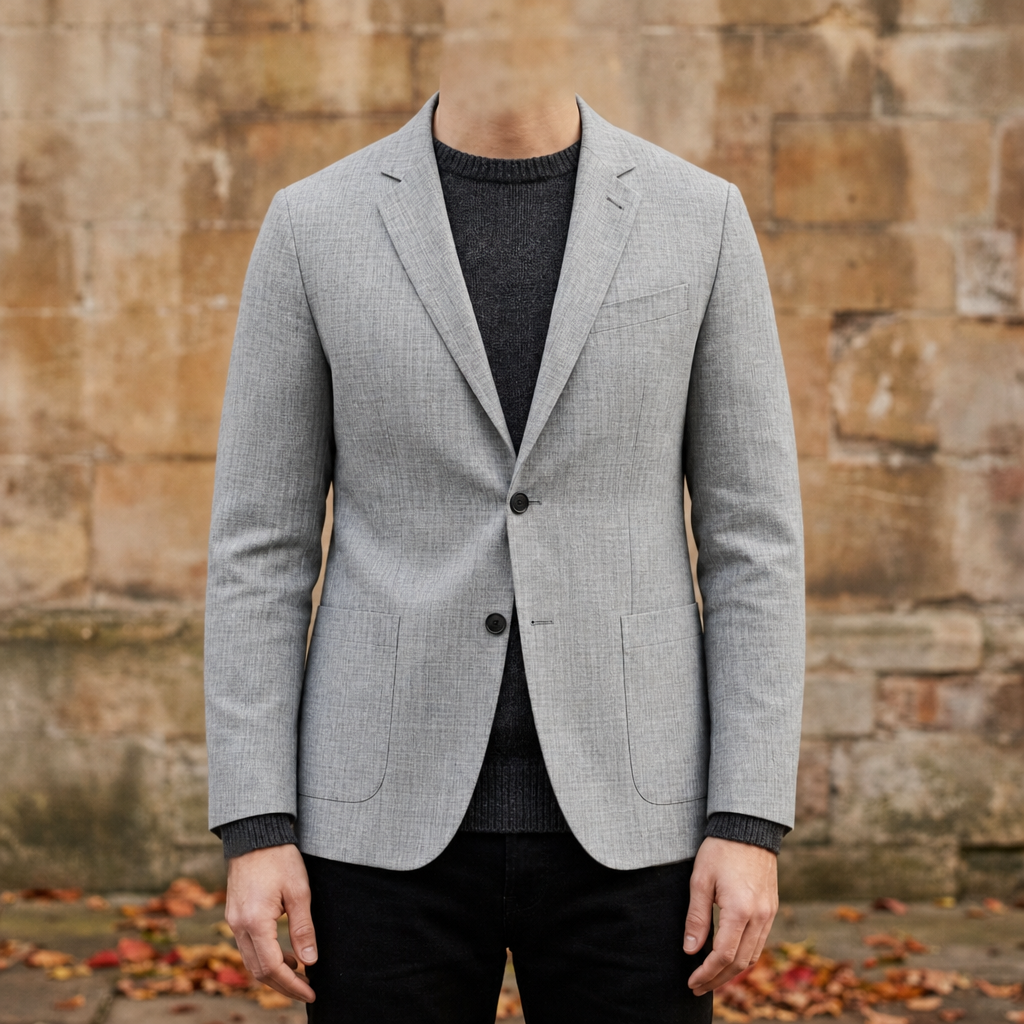 Serifos Linen Blend Blazer in Gray