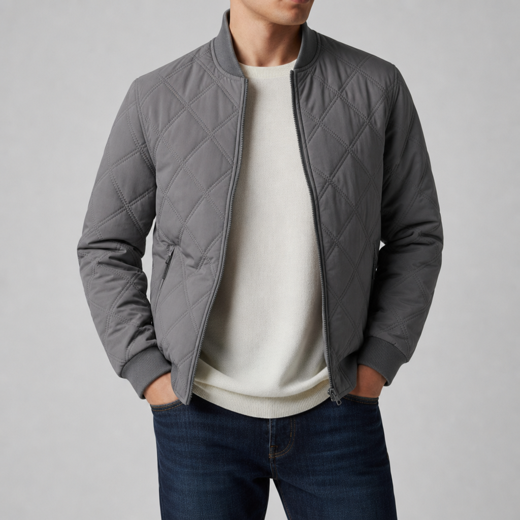Como Diamond Quilt Bomber in Gray