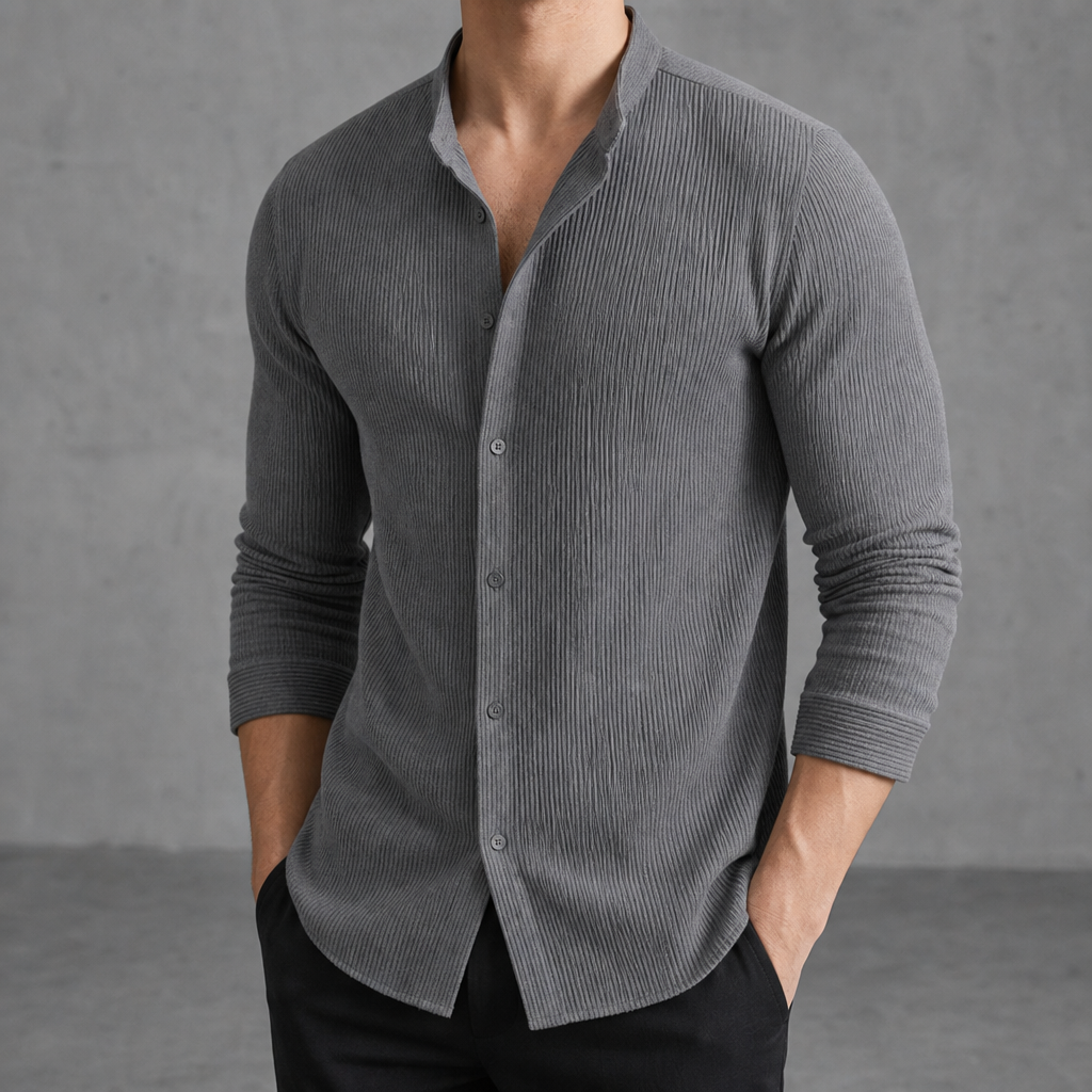 Tossa Textured Slim Casual Shirt in Gray