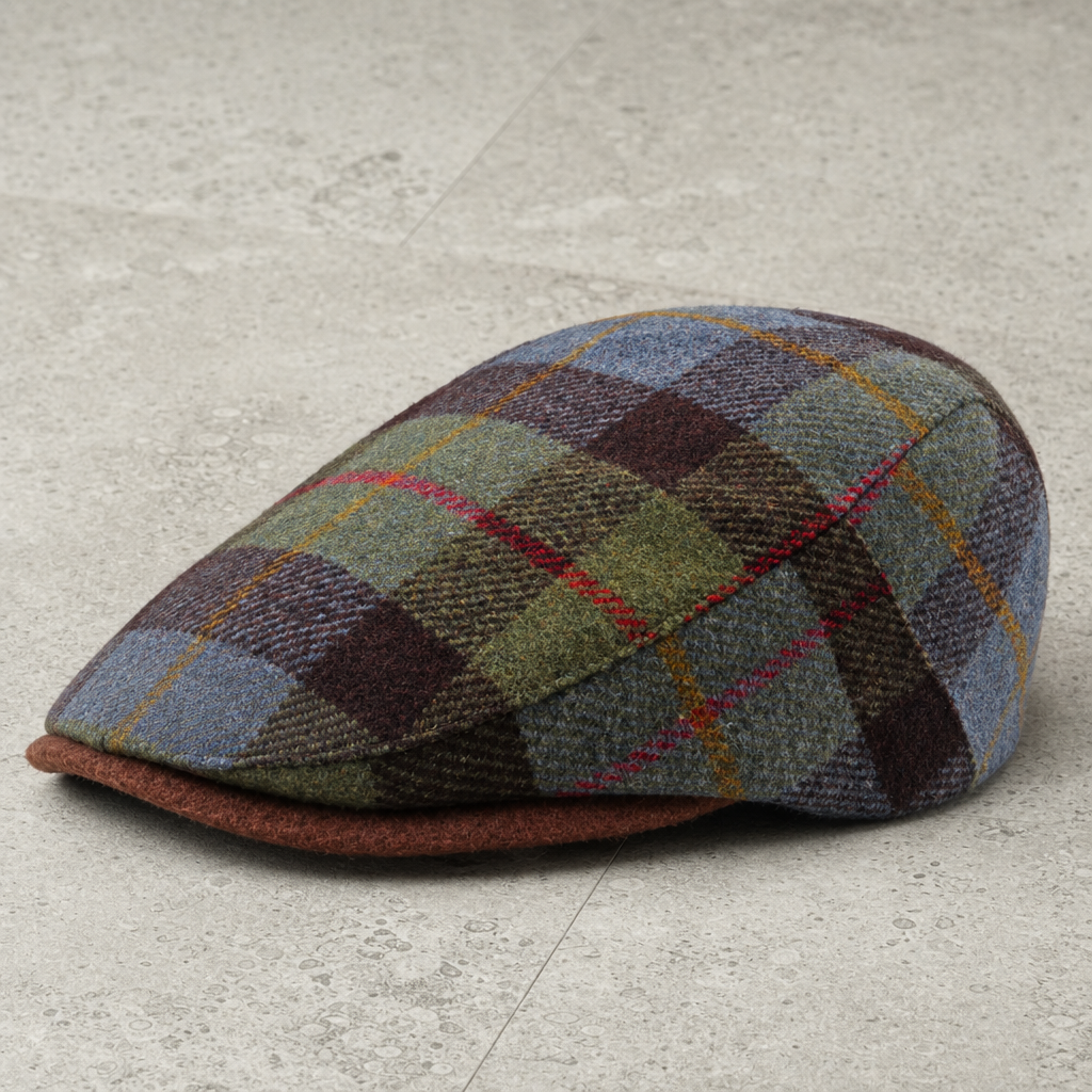 Rabat Tartan Wool Flat Cap in Green