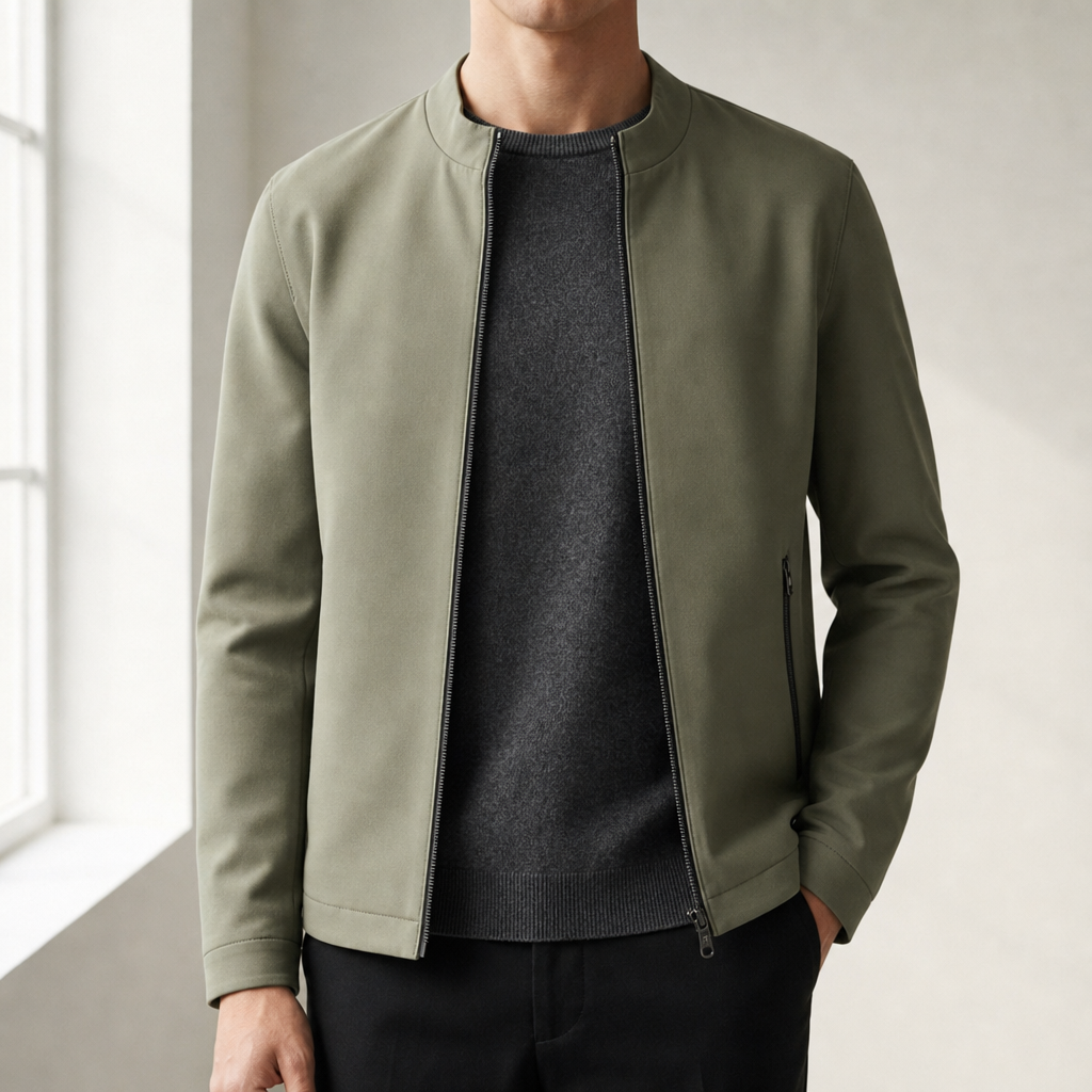 Harrington Stand Collar Jacket in Green