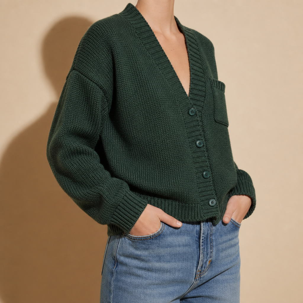 Astypalaia Chunky Knit Cardigan in Green