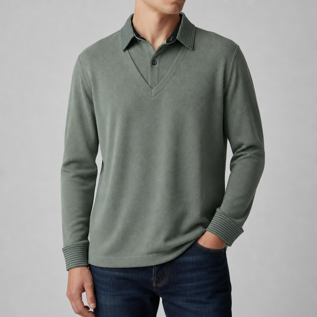 Skiathos Fleece Knit Sweater Shirt in Green