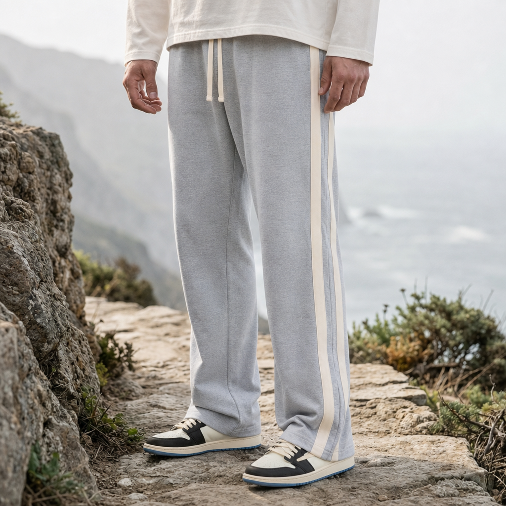 Zakynthos Side-Stripe Track Pants in Grey