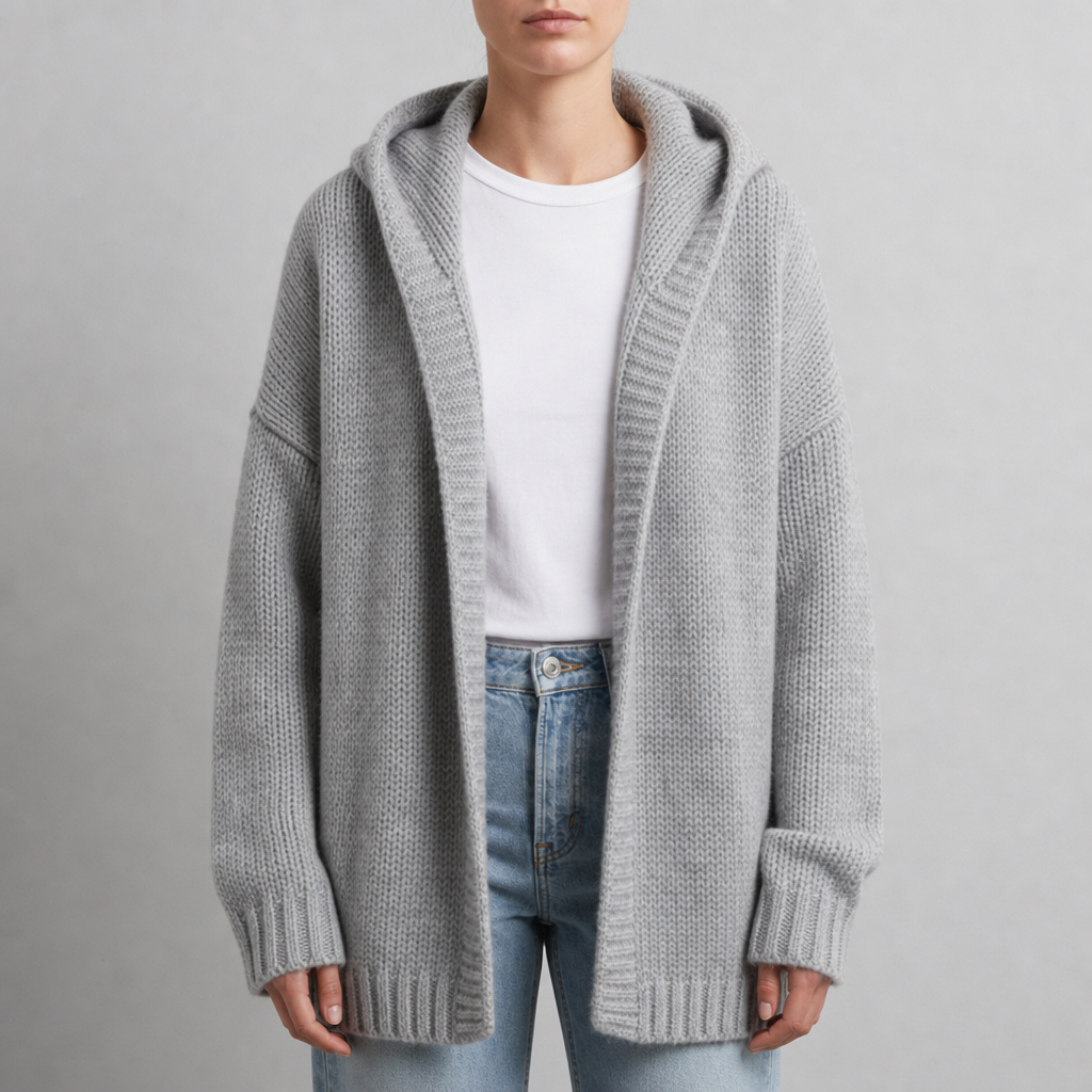 Mallorca Oversized Hooded Cardigan in Grey
