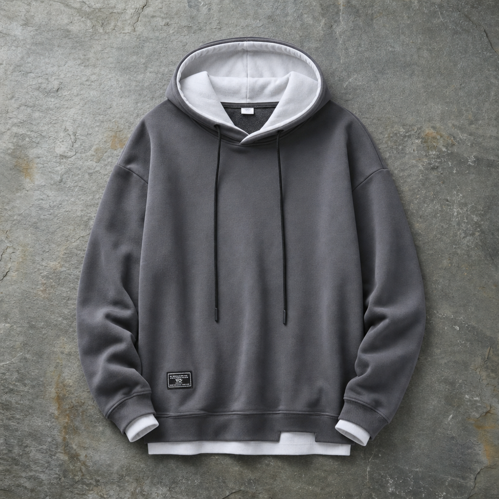 Sanlucar Contrast Hood Pullover Hoodie in Grey