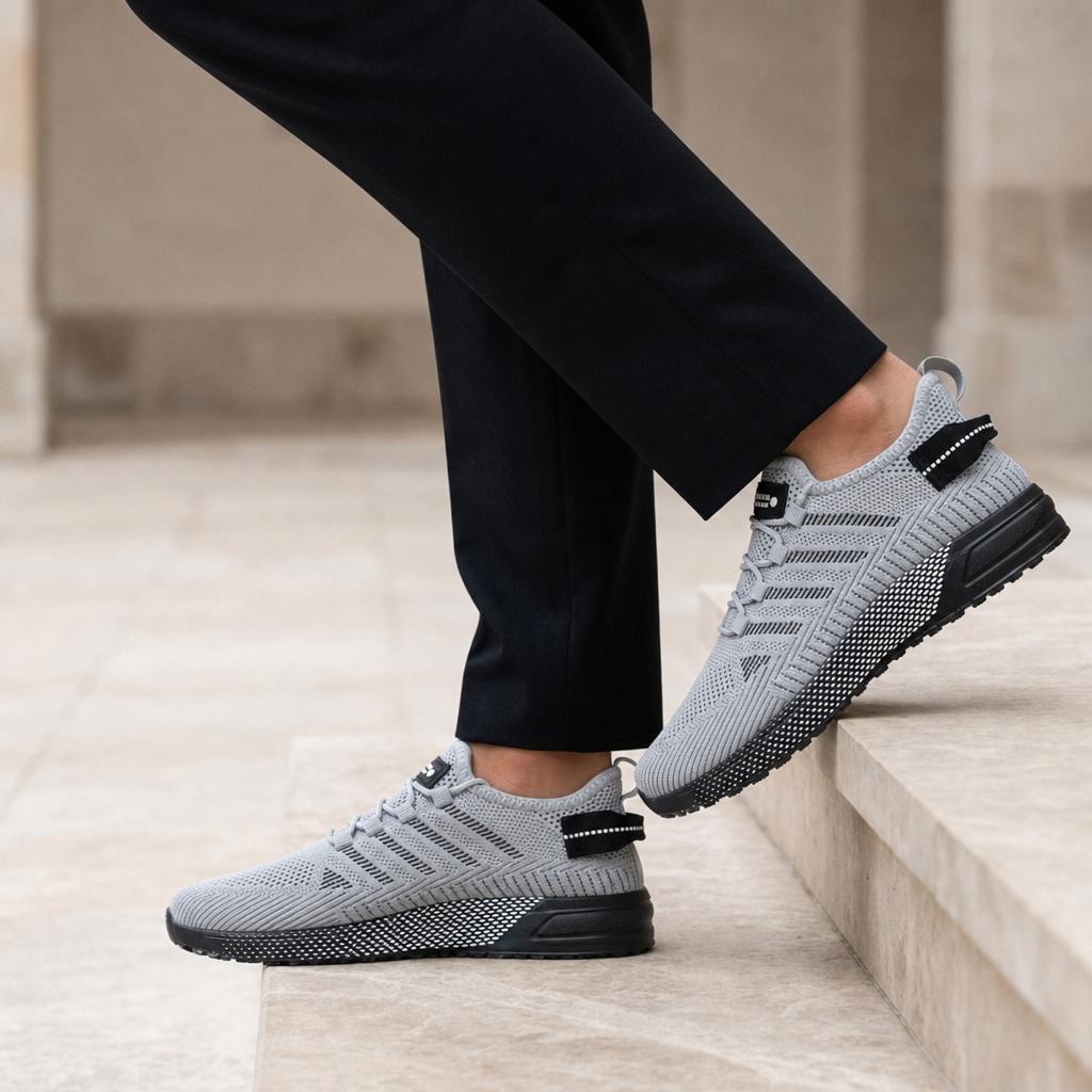 Calvero Knit Mesh Athletic Sneakers in Grey