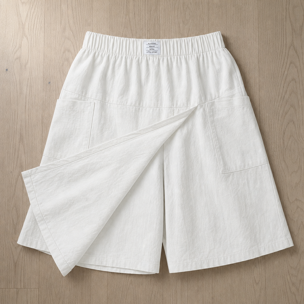 Alassio Wrap-Front Casual Skort in Ivory White