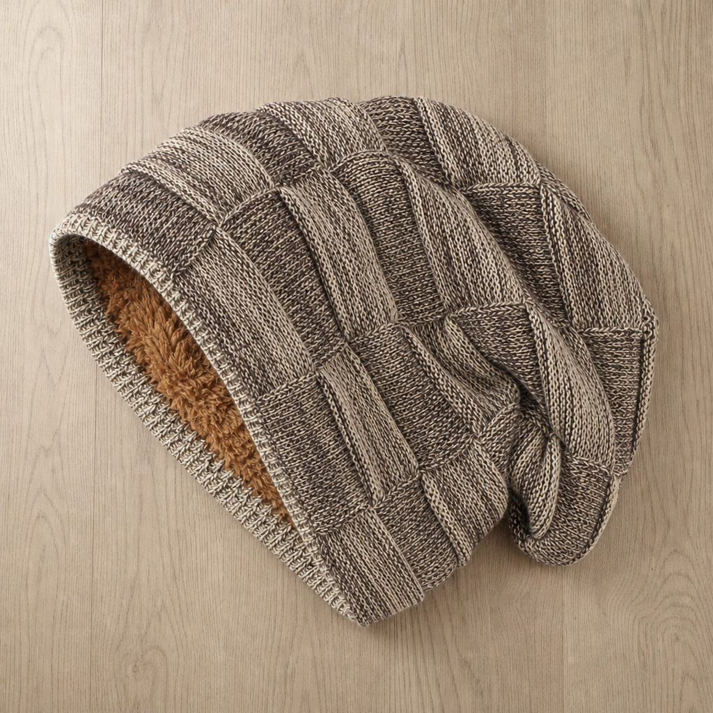 Meteora Fleece Lined Slouchy Beanie in Khaki