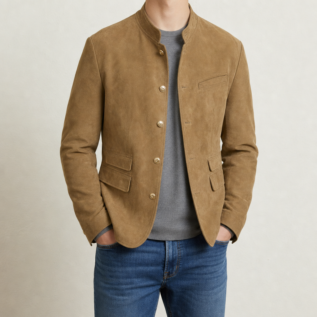 Gilberto Classic Button Down Jacket in Khaki