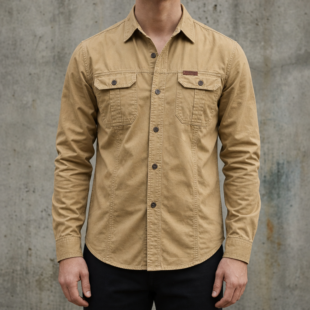 Trogir Cotton Utility Shirt in Khaki