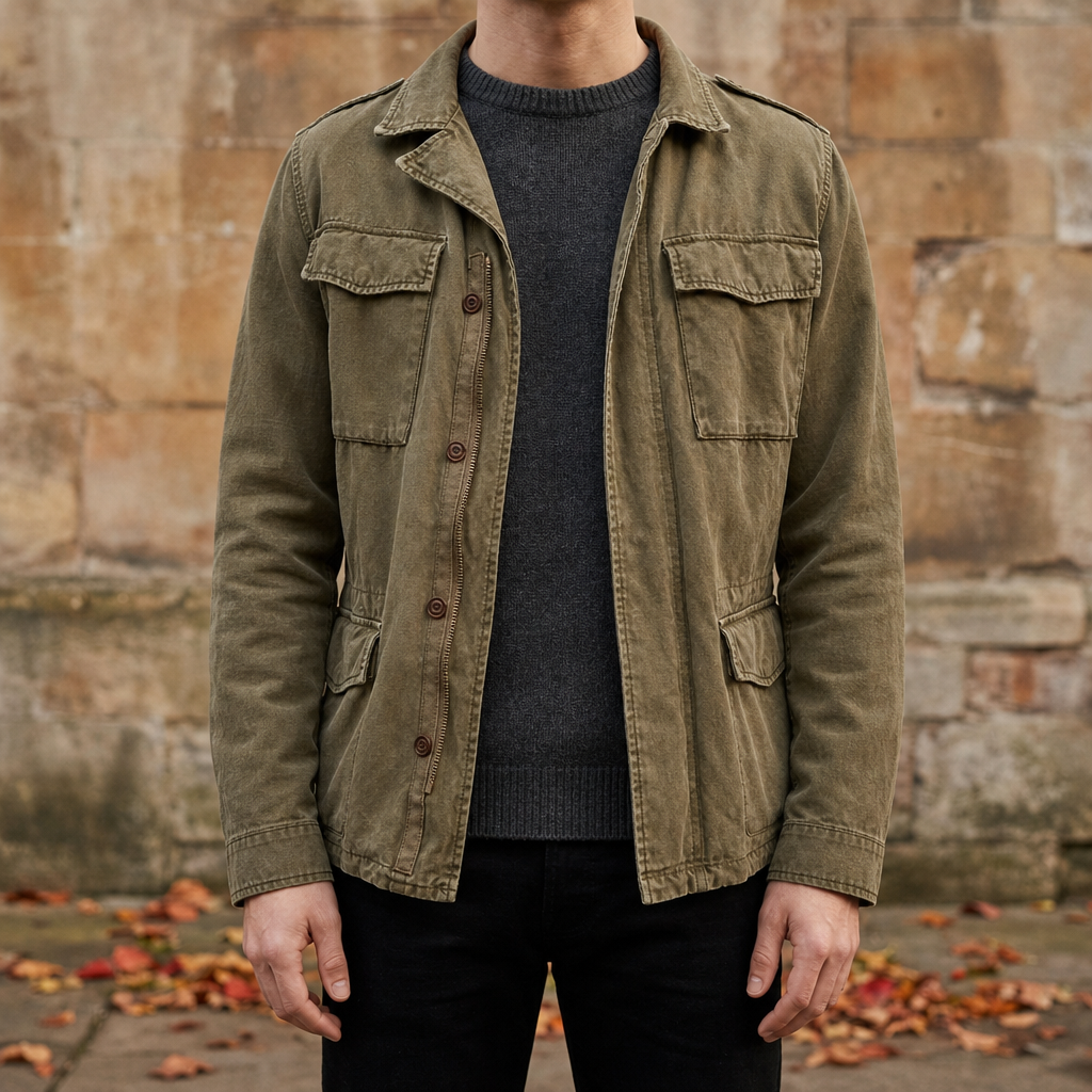 Menton Vintage Military Field Jacket in Khaki