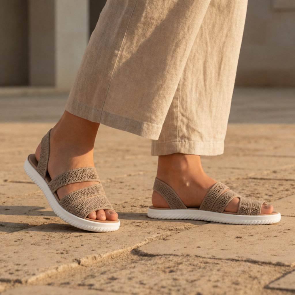 Trani Orthopedic Knit Sandals in Khaki