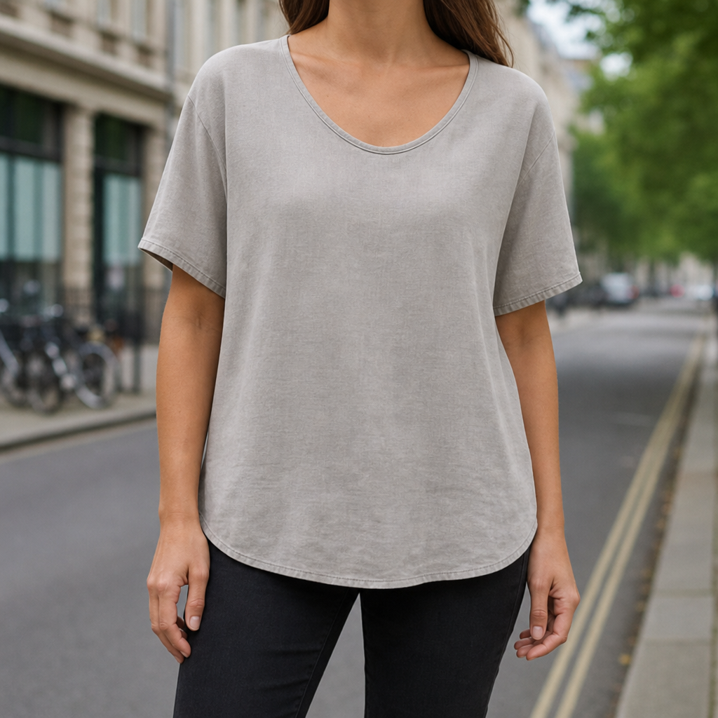 Antibes Loose Fit T-Shirt in Light Gray