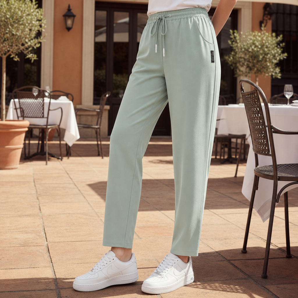 Serifos Tapered Drawstring Sweatpants in Light Green