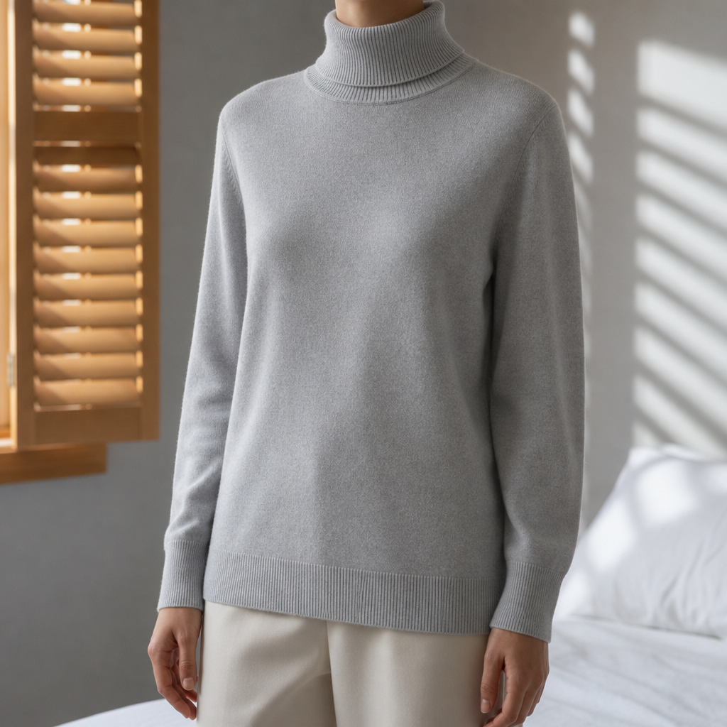 Guimaraes Cashmere Turtleneck Sweater in Light Grey