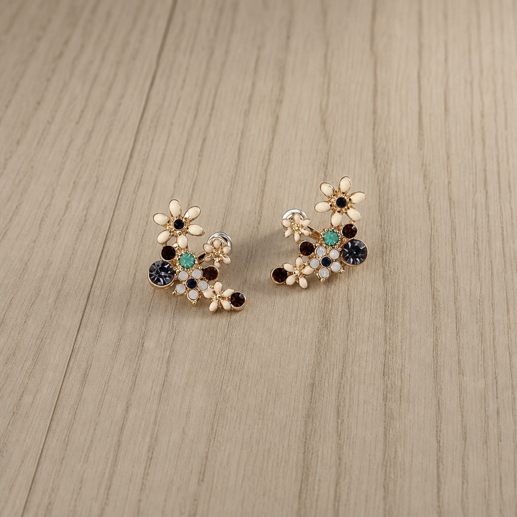 Marenzo Floral Crystal Ear Jacket in Midnight