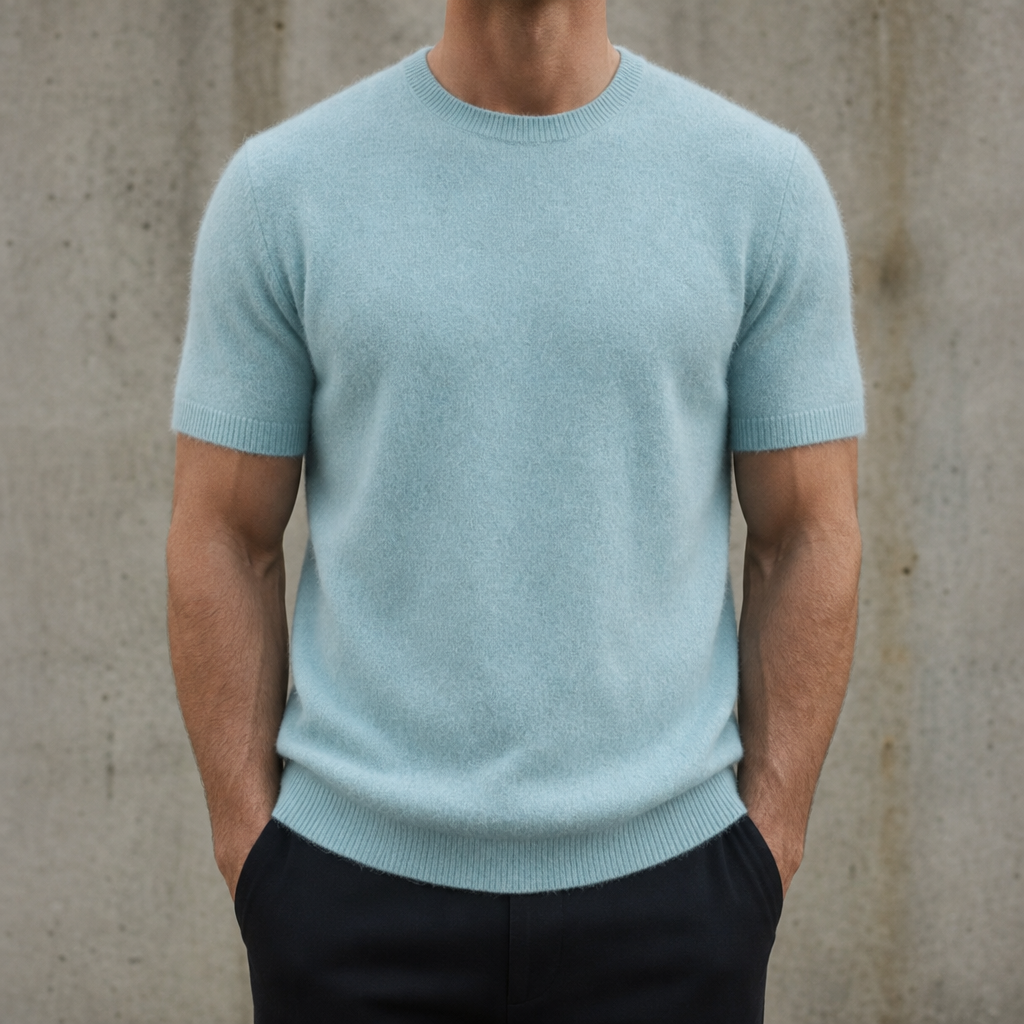 Santorini Cashmere Knit Tee in Mint