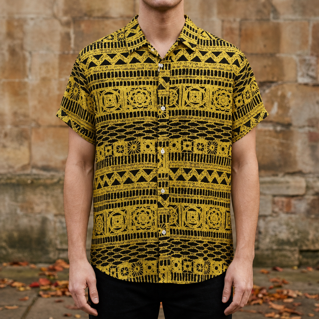 Jerez Geometric Print Shirt in Mustard