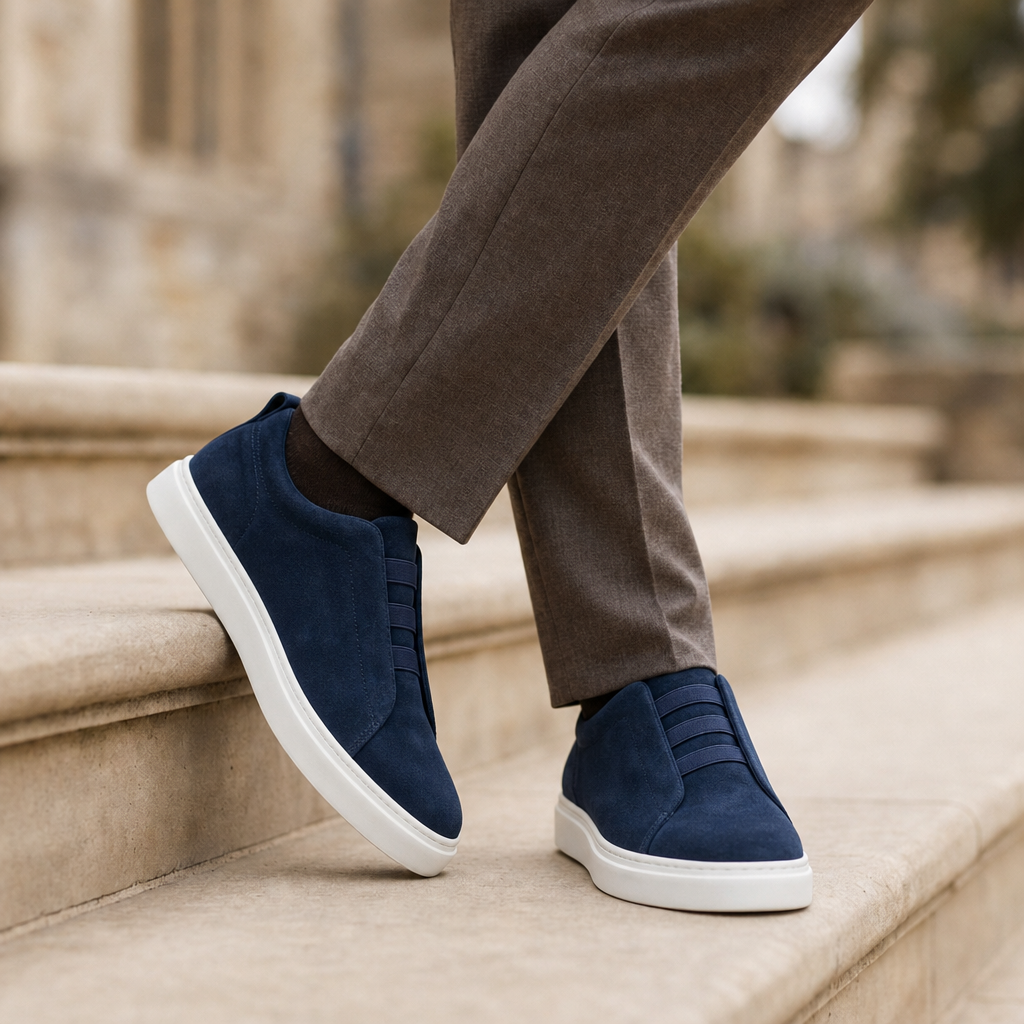 Roquebrune Suede Slip-On Sneakers in Navy Blue