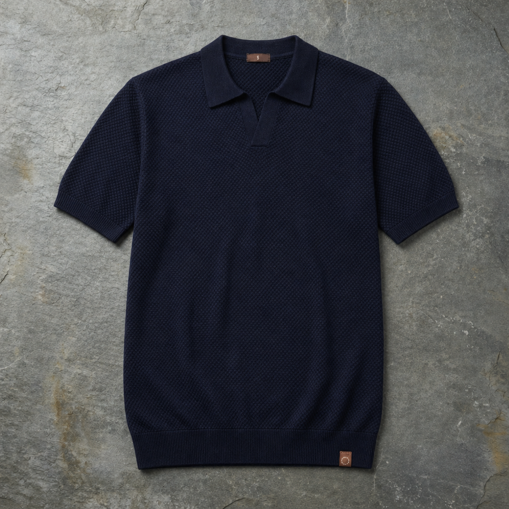 Tivoli Waffle Knit Polo in Navy