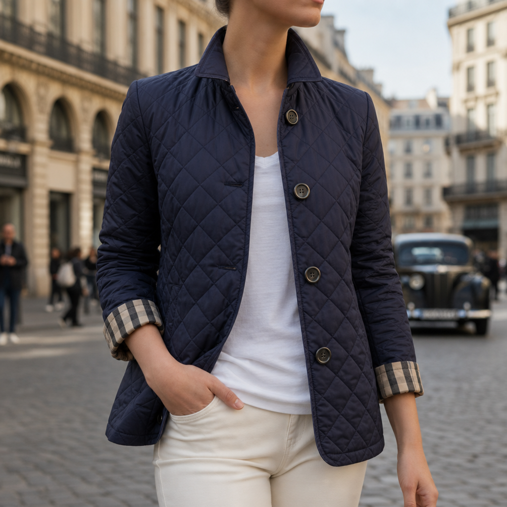 Assisi Quilted Diamond Jacket in Navy