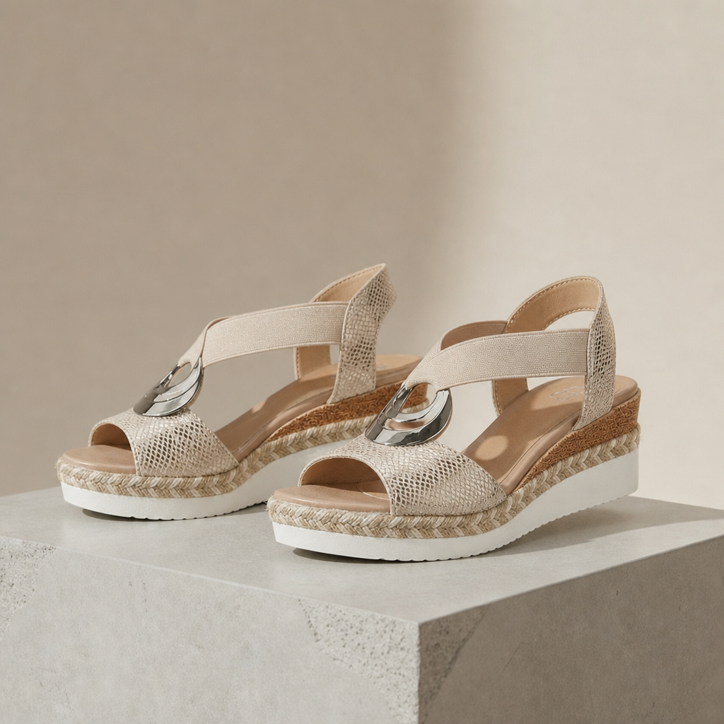 Tavira Snake Print Platform Sandals in Nude
