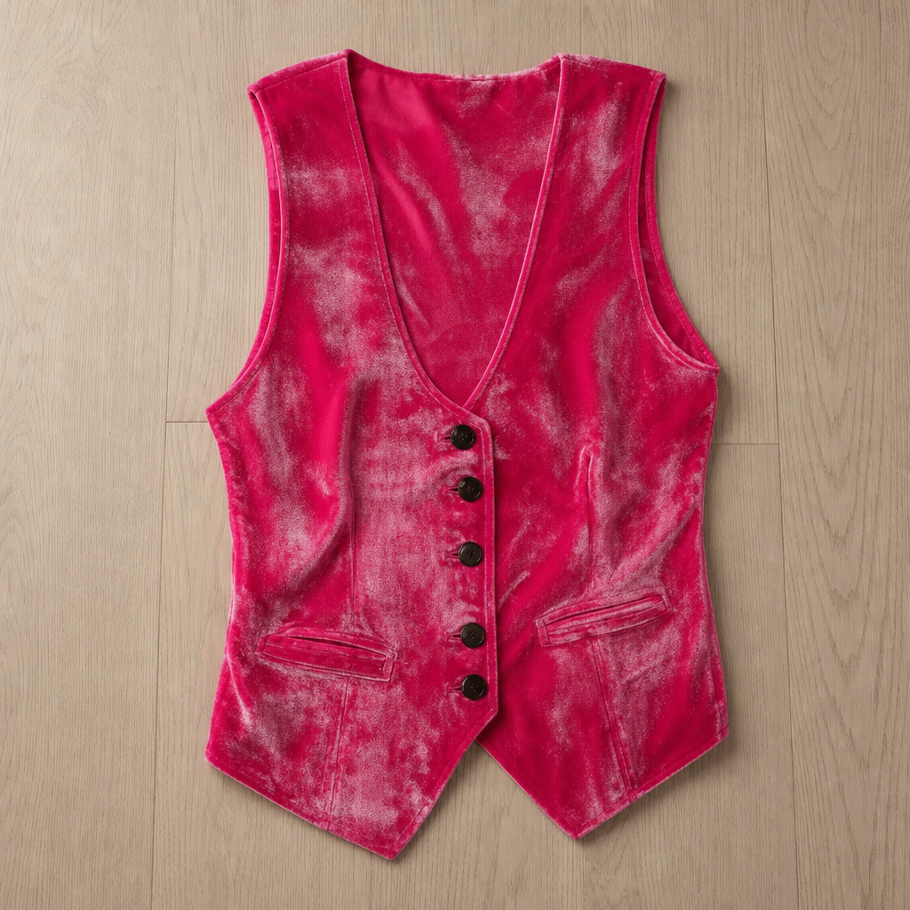 Montpellier Velvet Boho Vest in Pink