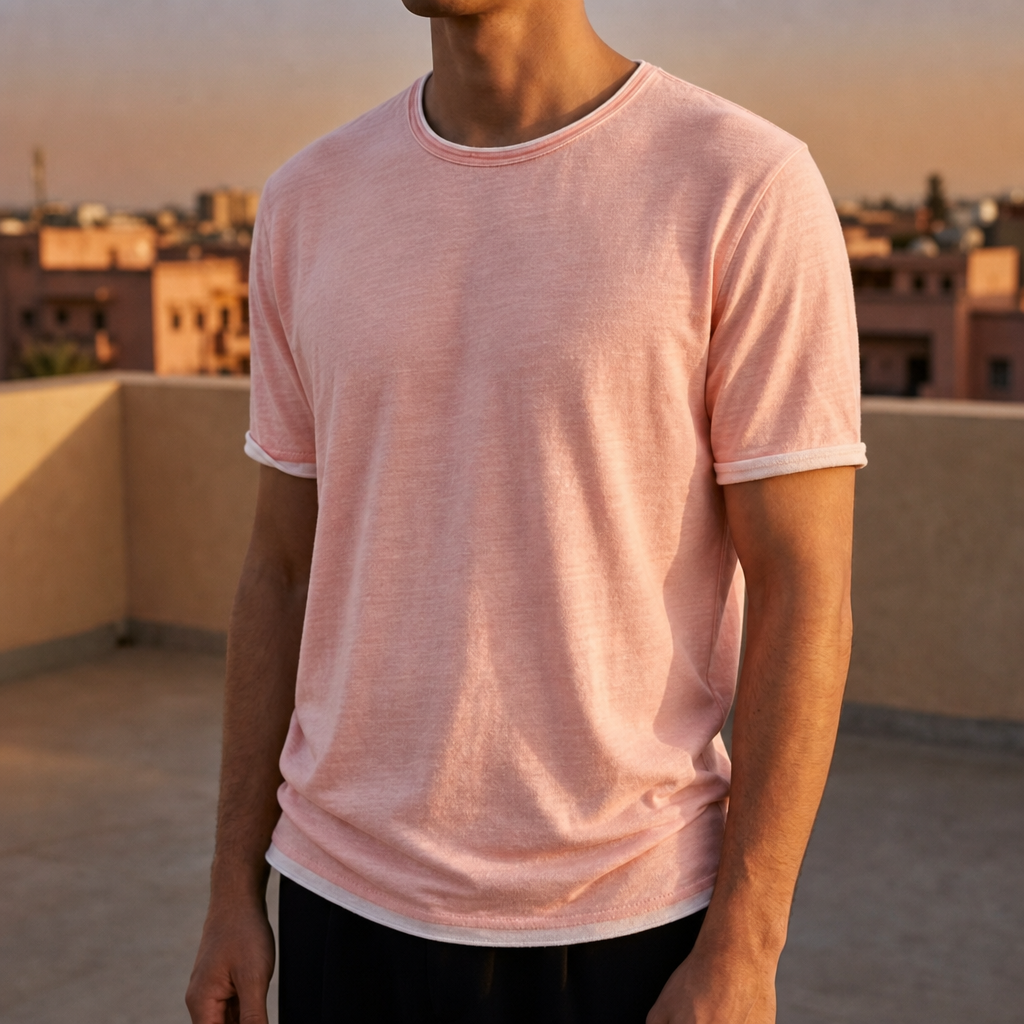 Albufeira Vintage Fit Cotton Tee in Pink