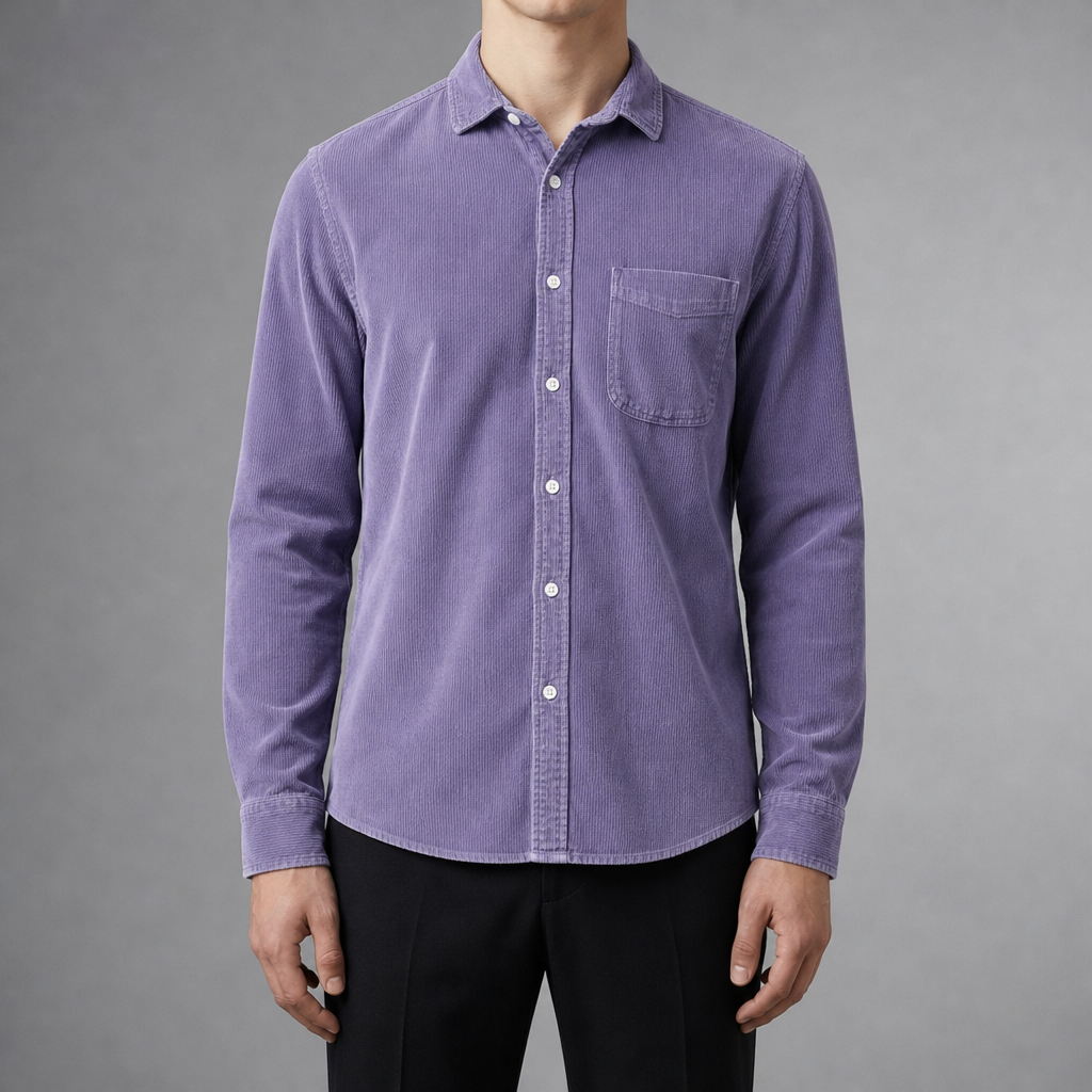 Antiparos Corduroy Button Shirt in Purple