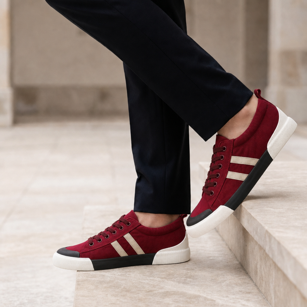 Alvanti Stripe Canvas Trainers in Red