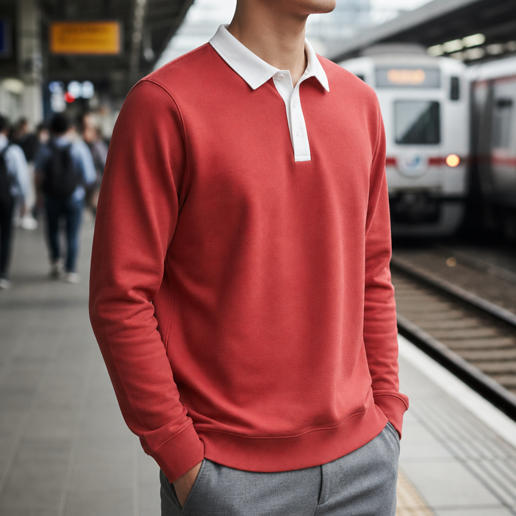 Tropea Contrast Collar Polo in Red
