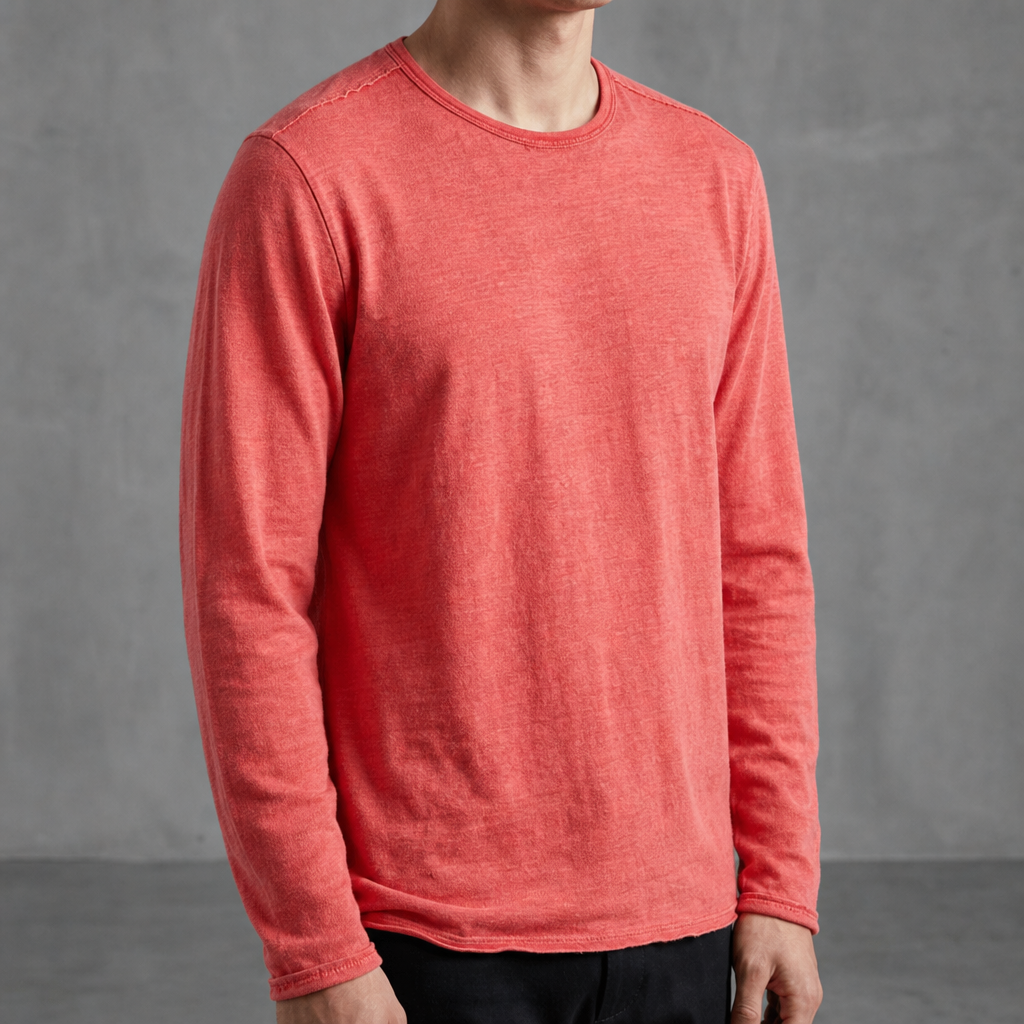 Comino Vintage Fit Long Sleeve Tee in Red