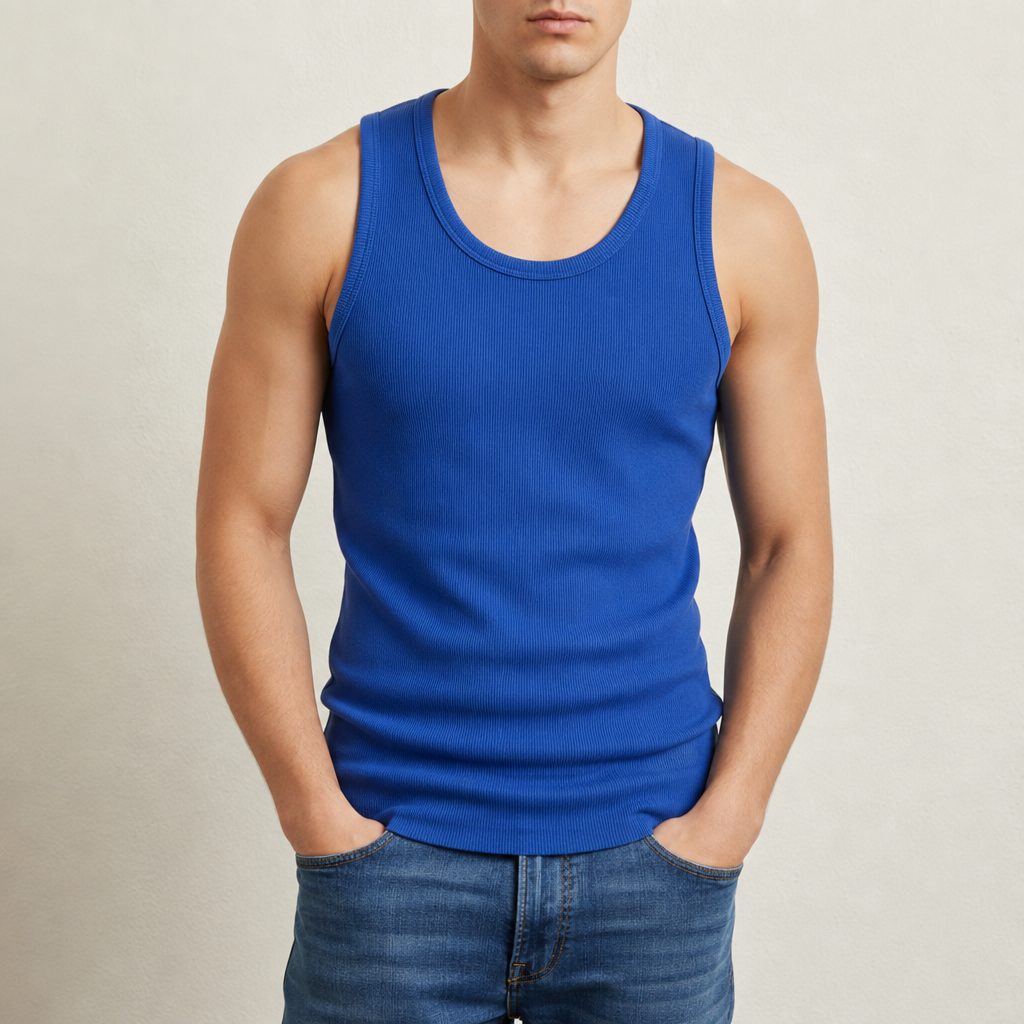 Thierry Ribbed Tank Top in Royal blue