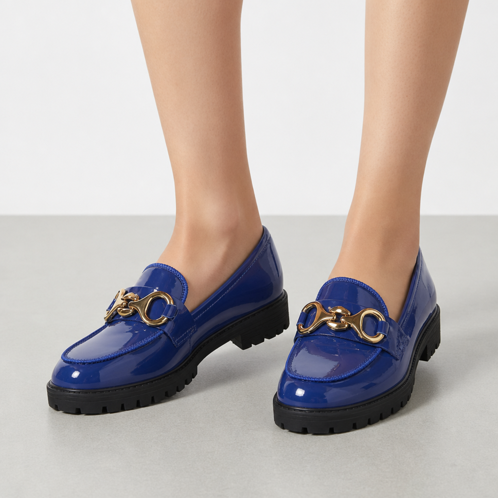 Capri Patent Horsebit Loafers in Royal Blue