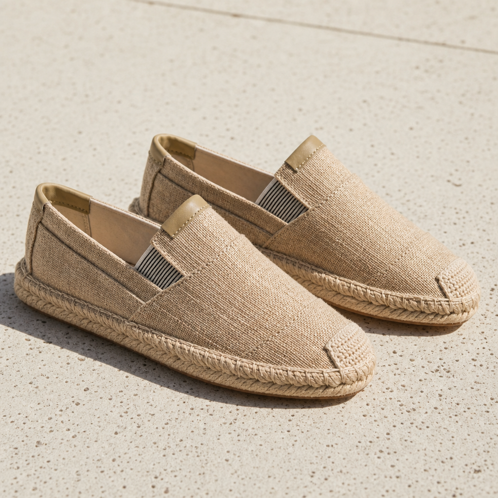 Lesvos Linen Canvas Espadrilles in Sand