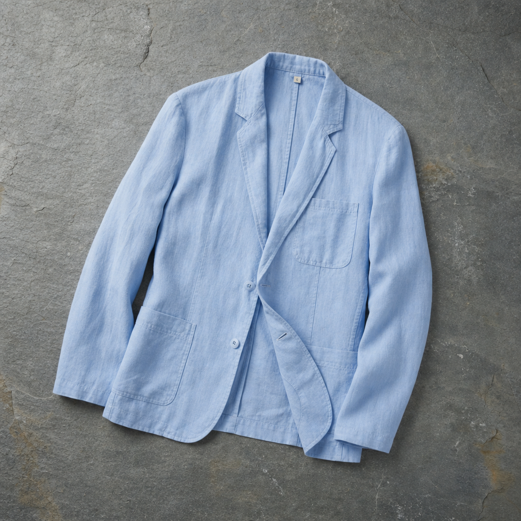 Braga Linen Blend Blazer in Sky Blue