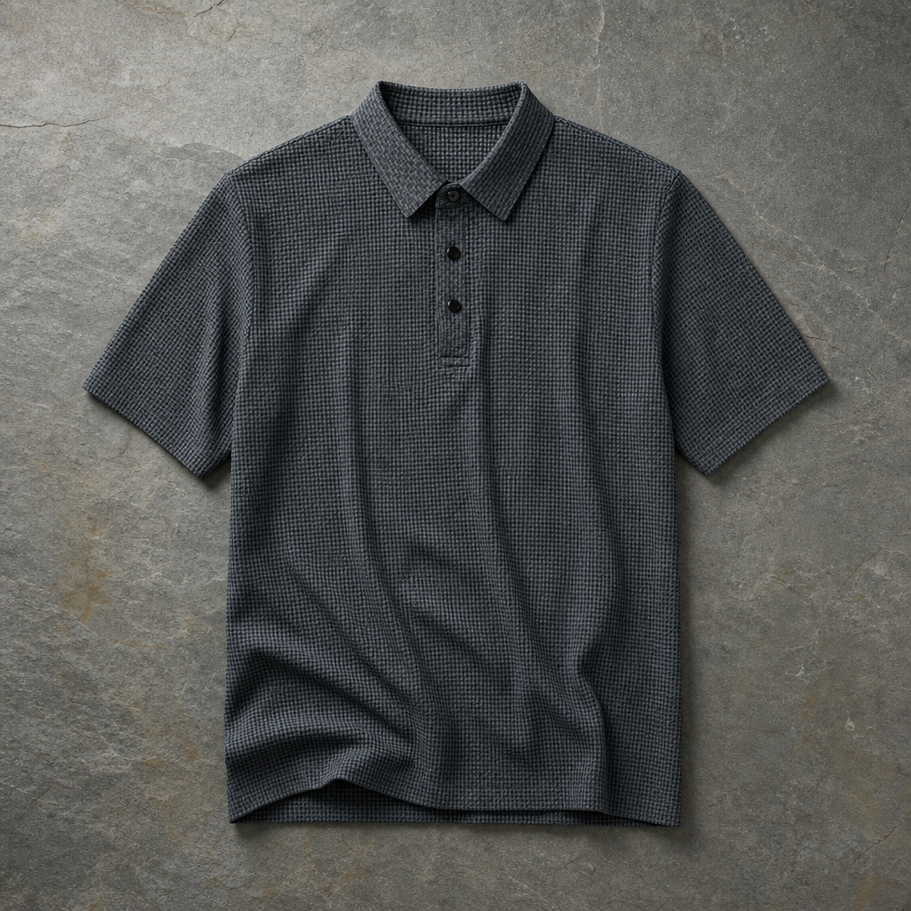 Trento Textured Knit Polo in Slate Grey