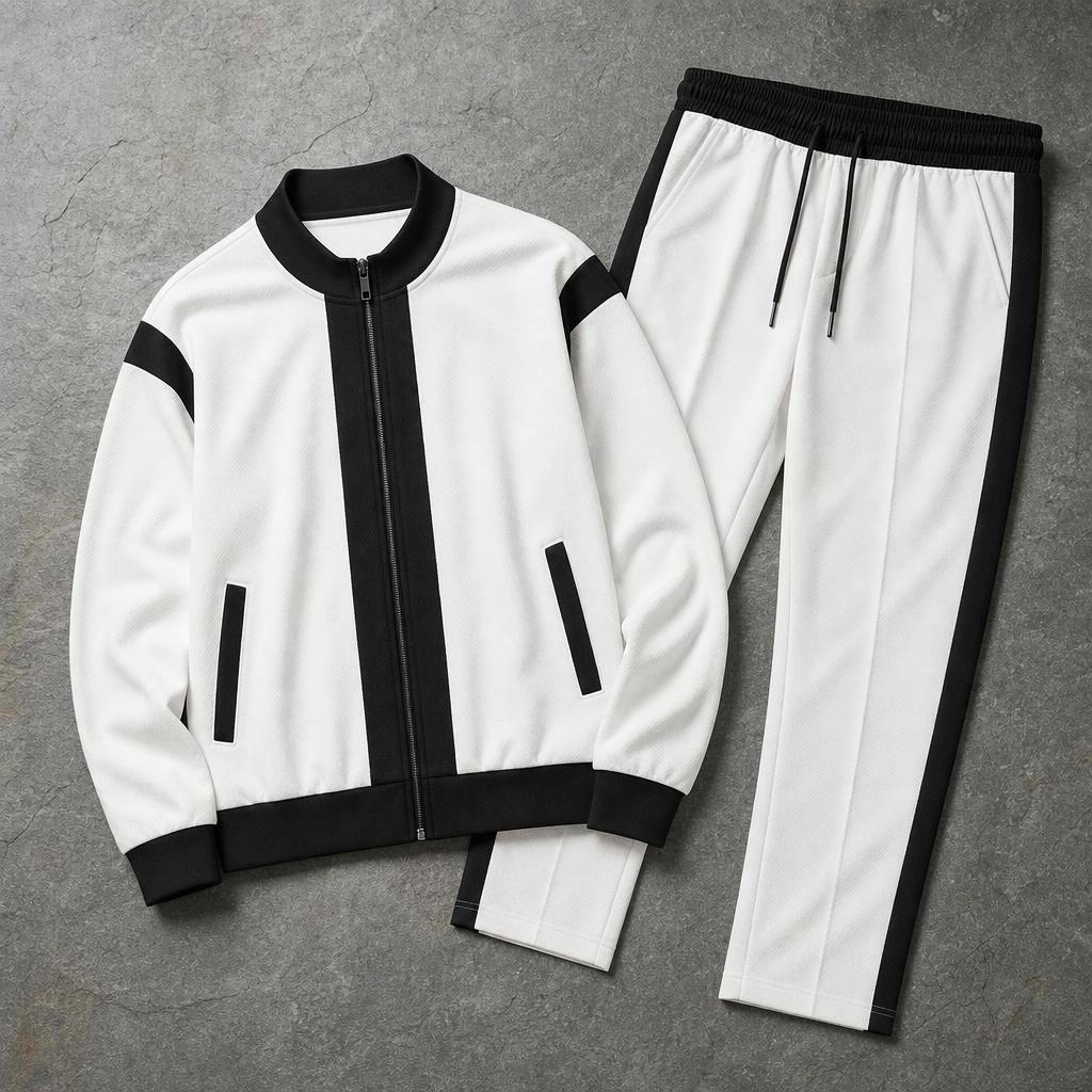 Menorca Contrast Tracksuit Set in White