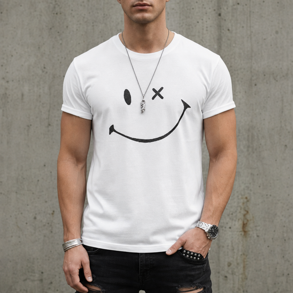 Santander Smiley Print T-Shirt in White