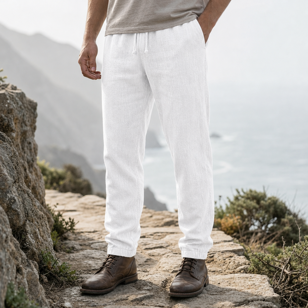 Imperia Linen Jogger Trousers in White