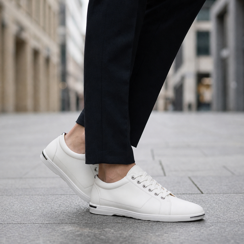 Biot Leather Casual Sneakers in White