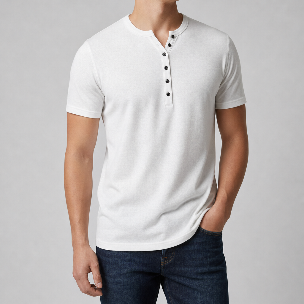 Skyros Athletic Henley Shirt in White